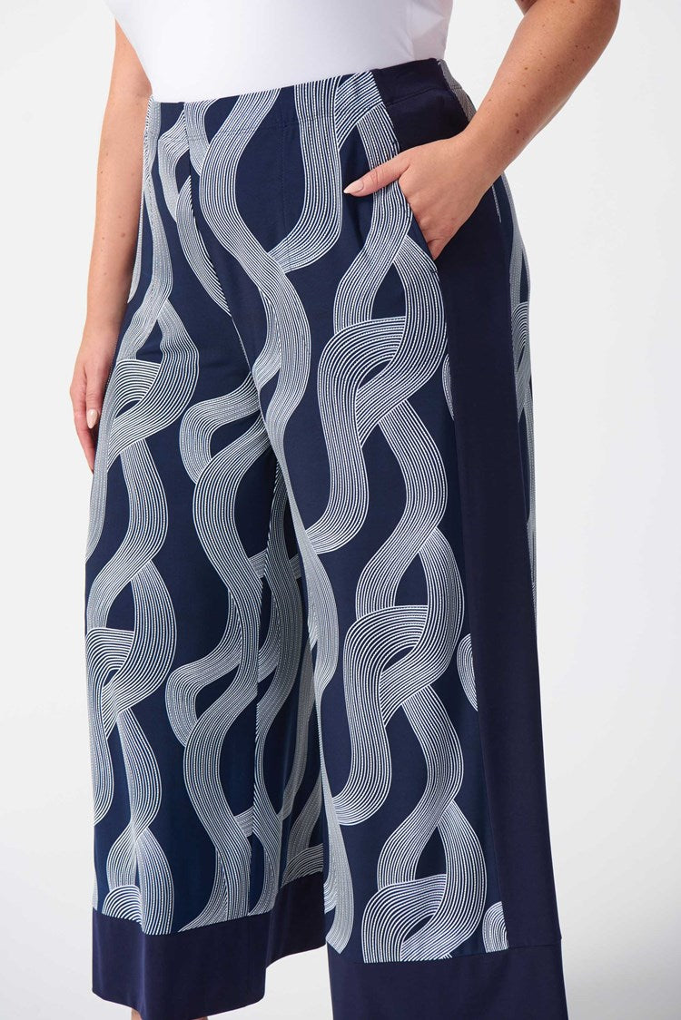Abstract WideLeg Trouser - Midnight Blue/vanilla