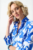 Abstract Trapeze Dress - Blue/vanilla