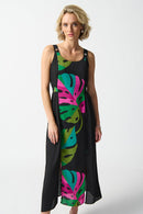Tropical Print Dress - Black/multi