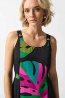Tropical Print Dress - Black/multi