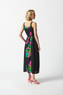 Tropical Print Dress - Black/multi