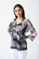 Mesh Abstract Print Top - Vanilla Multi
