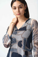 Mesh Abstract Print Top - Vanilla Multi