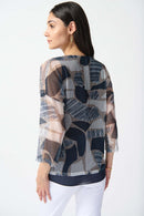 Mesh Abstract Print Top - Vanilla Multi