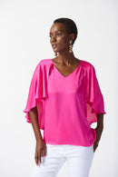Satin Cape Top - Ultra Pink