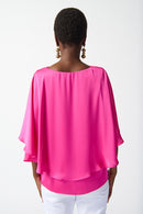 Satin Cape Top - Ultra Pink