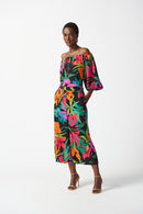 Tropical Print Culottes - Black/multi
