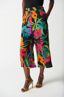 Tropical Print Culottes - Black/multi