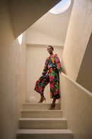 Tropical Print Culottes - Black/multi