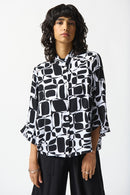 Geometric Print Blouse - Vanilla/black