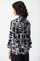 Geometric Print Blouse - Vanilla/black