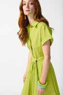 Woven Fit and Flare Dress - Key Lime