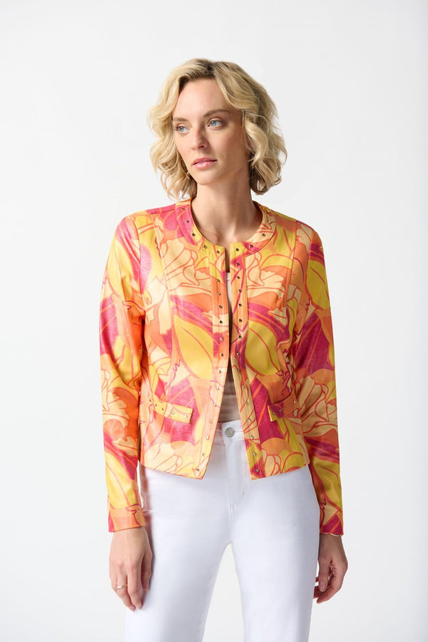 Foiled Suede Fitted Jacket - Pink Multi