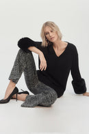 Jacquard Print Trousers - Black/off White