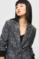 Tweed Knit Fitted Blazer - Black/off White