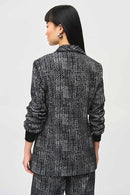 Tweed Knit Fitted Blazer - Black/off White