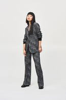 Tweed Knit Fitted Blazer - Black/off White