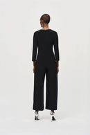 Silky Knit Wrap Jumpsuit - Black