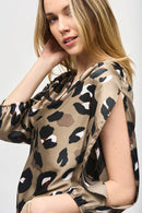 Satin Animal Print Top - Black/multi