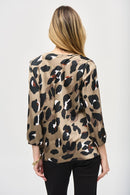 Satin Animal Print Top - Black/multi