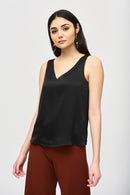 Satin Sleeveless Top - Black