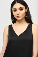 Satin Sleeveless Top - Black