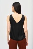 Satin Sleeveless Top - Black