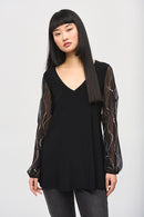 Beaded Sleeve Tunic - Black