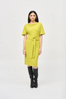 Scuba Crepe Belted Dress - Wasabi