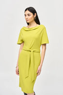 Scuba Crepe Belted Dress - Wasabi