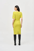 Scuba Crepe Belted Dress - Wasabi