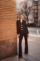 Flared Pull-On Pants - Black