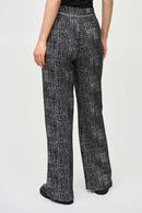 Wide-Leg Pull-On Pants - Black/off White