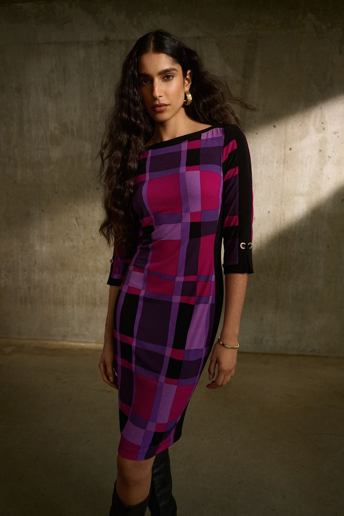 Silky Knit Plaid Dress