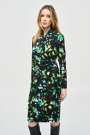 Abstract Print Wrap Dress - Black/multi