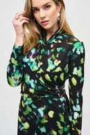 Abstract Print Wrap Dress - Black/multi