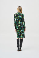 Abstract Print Wrap Dress - Black/multi