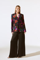 Silky Floral Blazer - Black/multi