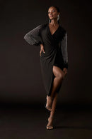 Silky Chiffon Wrap Dress - Black