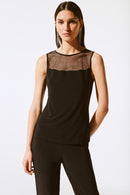 Silky Knit Mesh Top - Black