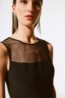 Silky Knit Mesh Top - Black