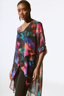 Floral Chiffon Tunic - Black/multi