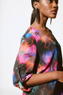 Floral Chiffon Tunic - Black/multi