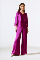 Satin V-Neck Layered Top - Empress