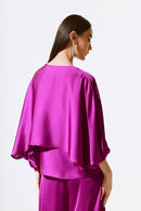 Satin V-Neck Layered Top - Empress