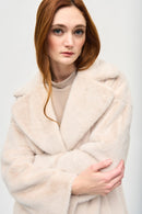 Faux Fur Straight Coat - Cream