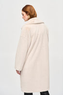 Faux Fur Straight Coat - Cream