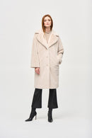 Faux Fur Straight Coat - Cream