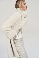 Faux Fur Straight Coat - Cream