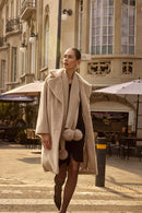 Faux Fur Straight Coat - Almond